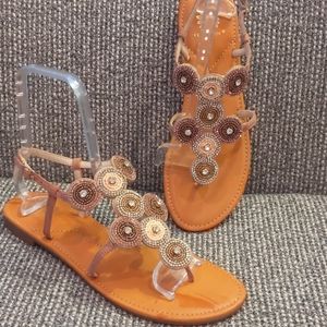 Yellow Box Wendal Blush Rhinestone Bead Sandal